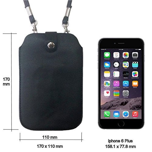 Tapp Collections Leather Neck Pouch for iPhone Xs Max, 8 Plus & Other Smartphones (Style 3) - Black - Image 2