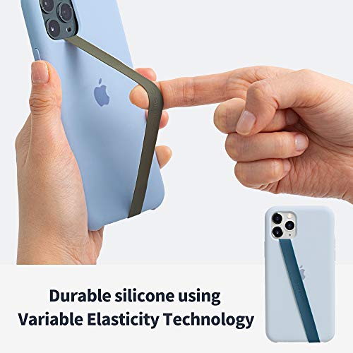 Sinjimoru Stretchable Silicone Phone Strap, Flexible and Elastic Grip Holder for iPhone & Android, Secure Phone Loops Finger Grip with Wireless Charging Support Sinji Loop Grey - Image 2