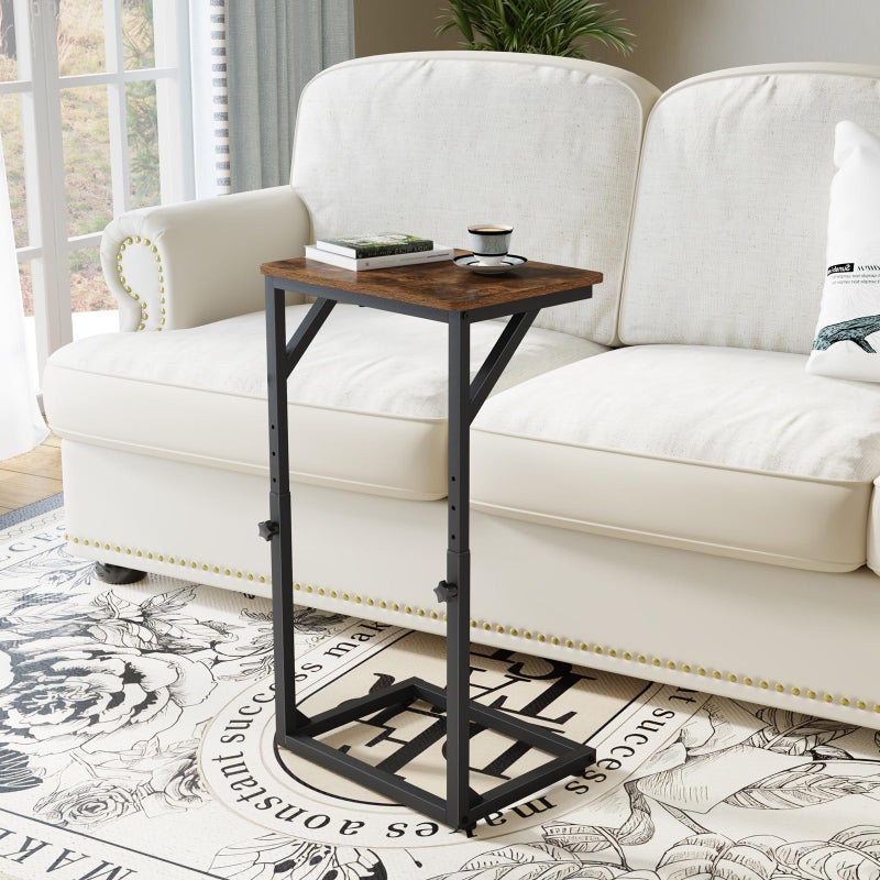 NEFROM Adjustable C-Shaped End Table, Small Side Table for Couch, Sofa TV Tray Table for Living Room, Bedroom, Bedside ET-ZA-BRW1 - Image 4
