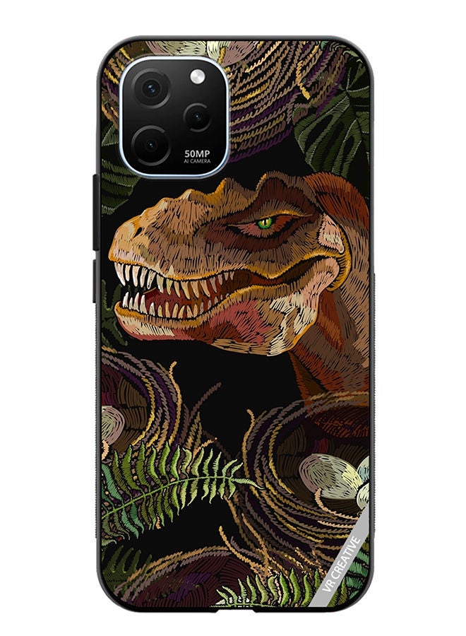 VR CREATIVE Protective Case Cover For Huawei Enjoy 50z  Tyrannosaurus Rex Head, Palm Leaves And Eggs In Bird Nest Design Multicolour - Image 1