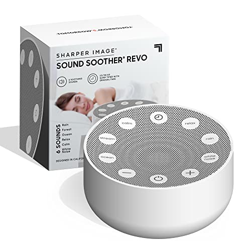 Sharper Image White Noise Sound Machine - 6 Soothing Nature Soundscapes| Sleep Music for Baby Kids Adults| Portable Sound Machine| Sleeping Meditation Relaxation Naps| Timer| Home & Travel Sleep Aid - Image 1