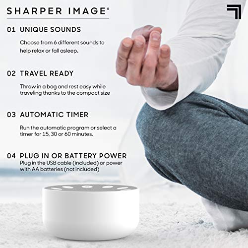 Sharper Image White Noise Sound Machine - 6 Soothing Nature Soundscapes| Sleep Music for Baby Kids Adults| Portable Sound Machine| Sleeping Meditation Relaxation Naps| Timer| Home & Travel Sleep Aid - Image 4