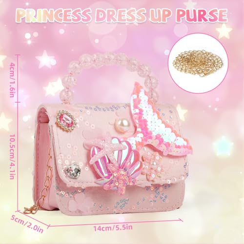 PATPAT® Mermaid Sling Bag for Girls, Fashion Pink Cute Hand Bag for Girls Shoulder Stylish Latest Gifts Kids Age 3-8 Purse Cross Body Woman, 14x5x11cm - Image 2