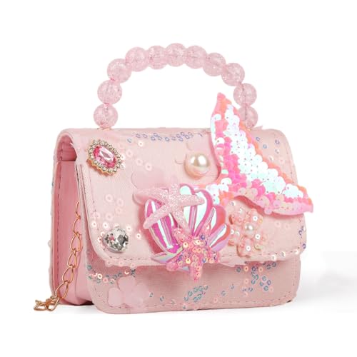 PATPAT® Mermaid Sling Bag for Girls, Fashion Pink Cute Hand Bag for Girls Shoulder Stylish Latest Gifts Kids Age 3-8 Purse Cross Body Woman, 14x5x11cm - Image 1