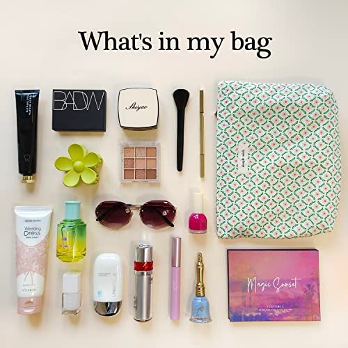 STARDW Aesthetic Floral Makeup Bag Cute Small Cosmetic Bags for Women Girls, Travel Toiletry Bag Large Capacity Zipper Makeup Pouch, Purse Organizer Pouches - Image 3