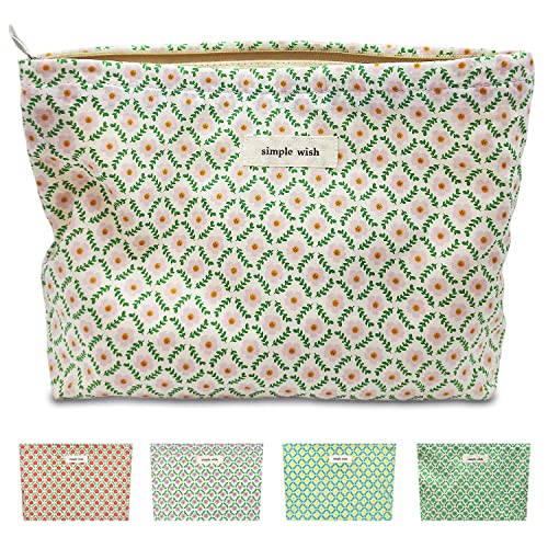 STARDW Aesthetic Floral Makeup Bag Cute Small Cosmetic Bags for Women Girls, Travel Toiletry Bag Large Capacity Zipper Makeup Pouch, Purse Organizer Pouches - Image 1