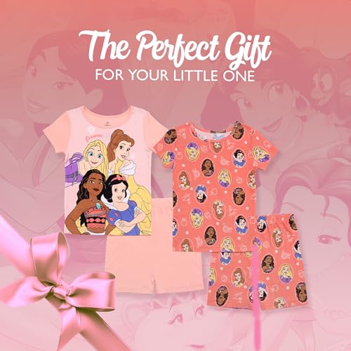 Disney Girls' 4-Piece Snug-fit Cotton Pajama Set, Soft & Cute for Kids, PRINCESS SELFIE, 3T - Image 5