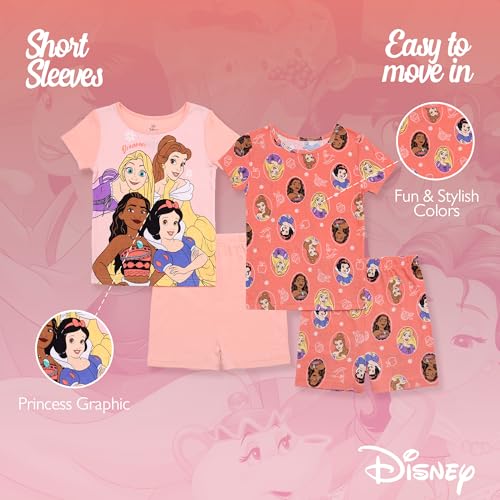 Disney Girls' 4-Piece Snug-fit Cotton Pajama Set, Soft & Cute for Kids, PRINCESS SELFIE, 3T - Image 3