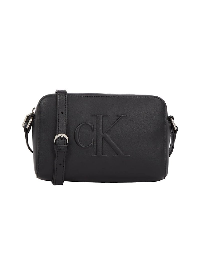 Calvin Klein Jeans - Women's Crossbody Bag - Faux Leather, Black - Image 1