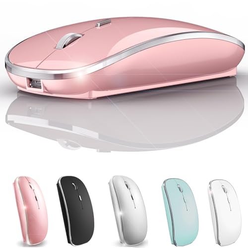 Harfoowo Wireless Bluetooth Mouse for iPad pro iPad Air Mac MacBook Pro MacBook Air Laptop iMac Chromebook Win8/10/11 HP DELL PC (Pink) - Image 1