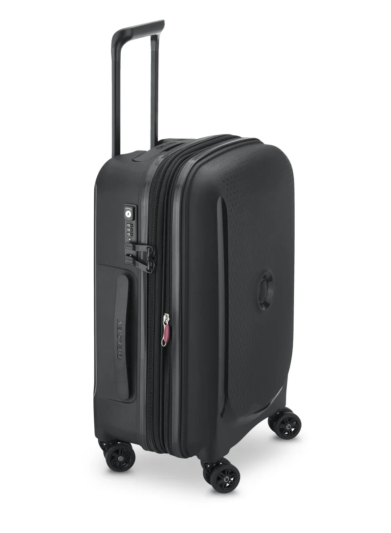 DELSEY Paris Belmont+ 55cm Hardcase 4 Double Wheel Expandable Cabin Luggage Trolley Black