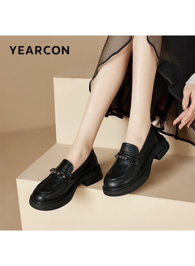 YEARCON Yierkang Women's British Style Thick-soled Height-increasing Comfortable Loafer Shoes Spring 49861w Black 3 36 - Image 2