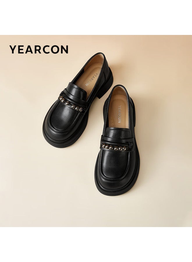 YEARCON Yierkang Women's British Style Thick-soled Height-increasing Comfortable Loafer Shoes Spring 49861w Black 3 36 - Image 1
