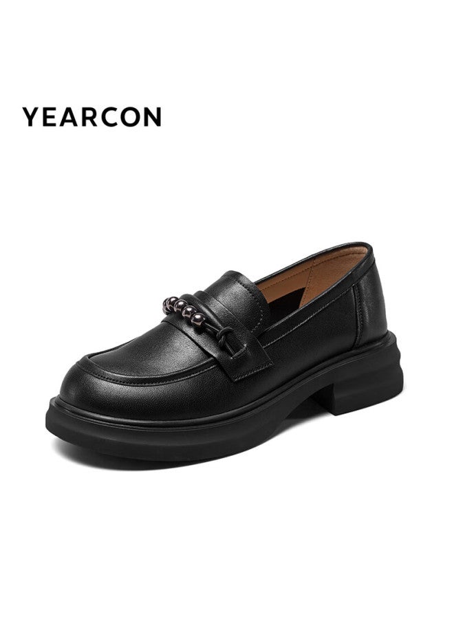YEARCON Yierkang Women's British Style Thick-soled Height-increasing Comfortable Loafer Shoes Spring 49861w Black 3 36 - Image 4