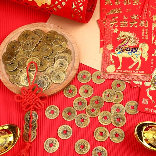 JULMELON 24 Pcs Chinese New Year Red Envelopes and 100 Pcs Lucky Coins Set, Lunar New Year Envelopes for Gifting and Celebrations - Image 3