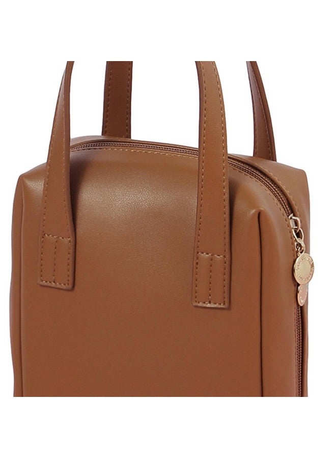 Zerolex Desire Pu Leather Cosmetic Bag Waterproof, Zipper Large Capacity for Home Daily Use Brown Leather Cosmetic Bag Waterproof, Zipper Large Capacity for Home Daily Use - Image 3