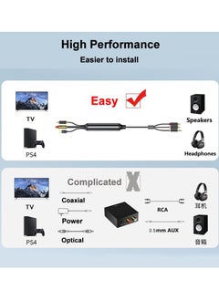 SYOSI كابل تحويل الصوت الرقمي إلى التناظري AV300، SPDIF رقمي/بصري ومحوري إلى تناظري L/R RCA وكابل صوت ستيريو AUX 3.5 مم لأجهزة Xbox/ PS4/ PS5/ TV/ ستيريو منزلي (3M)  - Image 4