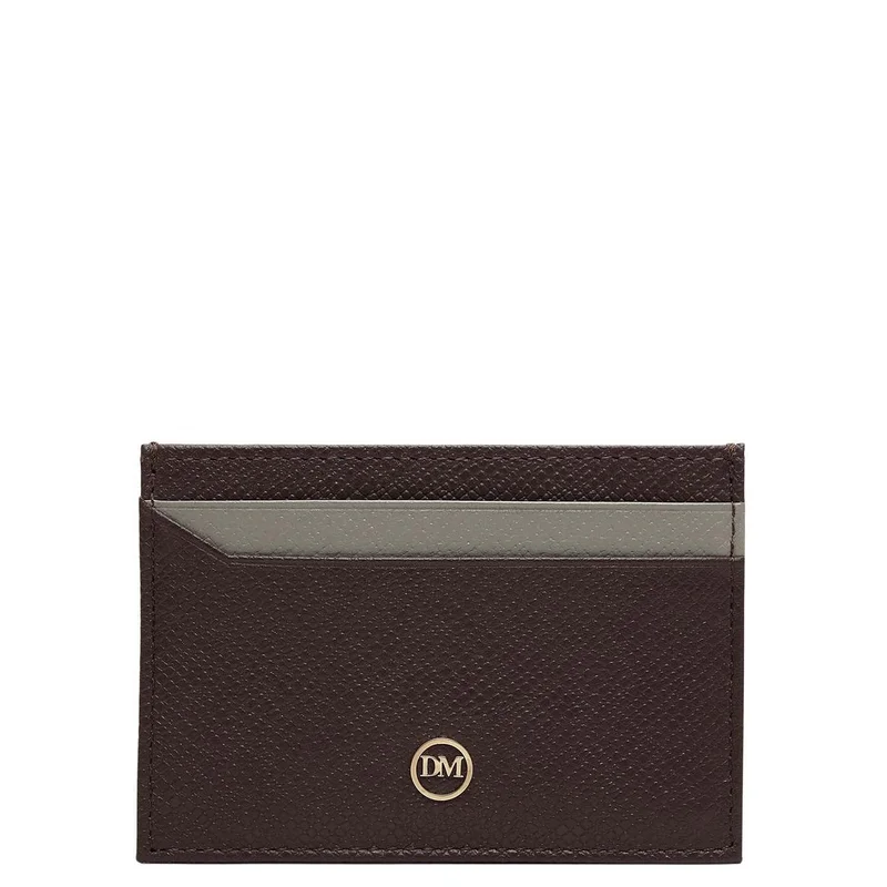 Da Milano Da Milano Monogram Patterned Leather Card Case Wallet - Walnut (CA-0624B)