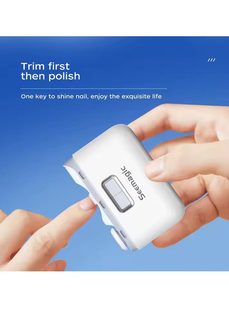 Seemagic 2-in-1 Electric Nail Clipper & Polisher – Automatic Fast Trimming & Smooth Filing for Adults & Kids | Safe, Pain-Free Manicure & Pedicure | USB Rechargeable, Portable & Lightweight | Includes Nail Brush & Cleaning Tools - Image 2