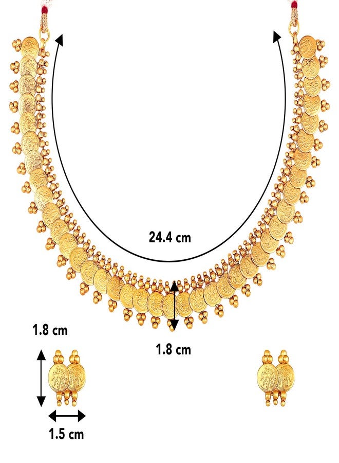 Peora Gold Plated South Indian Traditional Bridal Short Maharani Coin Necklace Earrings Jewellery Sets for Women and Girls - Image 5