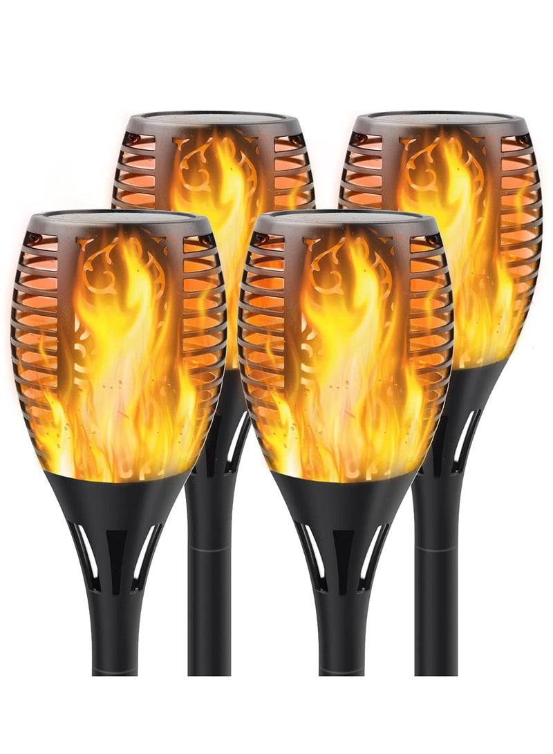 MIXDE Solar Torch Lights with Flickering Flame, Fire Effect Garden Light, Auto On/Off Dust to Dawn, Outdoor Waterproof Landscape Decoration, Solar Powered Security Torch Light for Patio, 4 Pack - Image 1