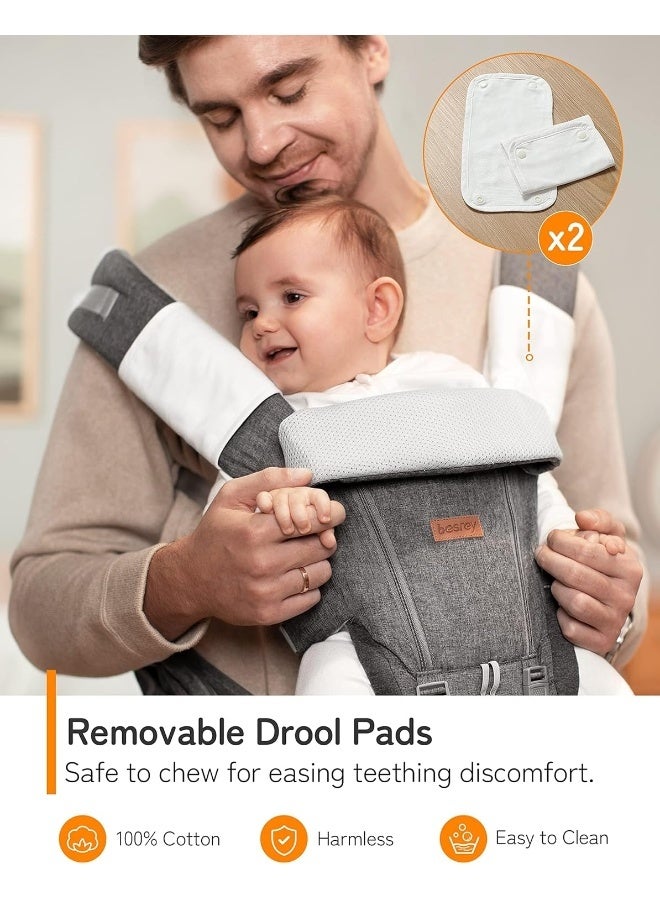 besrey  Baby Carrier with Hip Seat Newborn to Toddler, 7-45lb, Summer Mesh Infant Carrier, Baby Body Holder Chest with Back Support, Front Facing Men Kangaroo Holder - Image 5