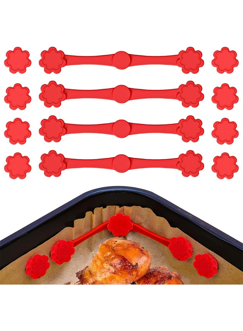 ايكانبو مغناطيسات للمقلاة الهوائية، مغناطيسات سيليكون لورق الخبز في المقلاة الهوائية، 8 مغناطيسات + 4 مشابك (4 مجموعات)، مشبك تثبيت لورق الخبز في المقلاة الهوائية، ملحقات مقاومة للحرارة، مقلاة هوائية، نقشة زهور - Image 1