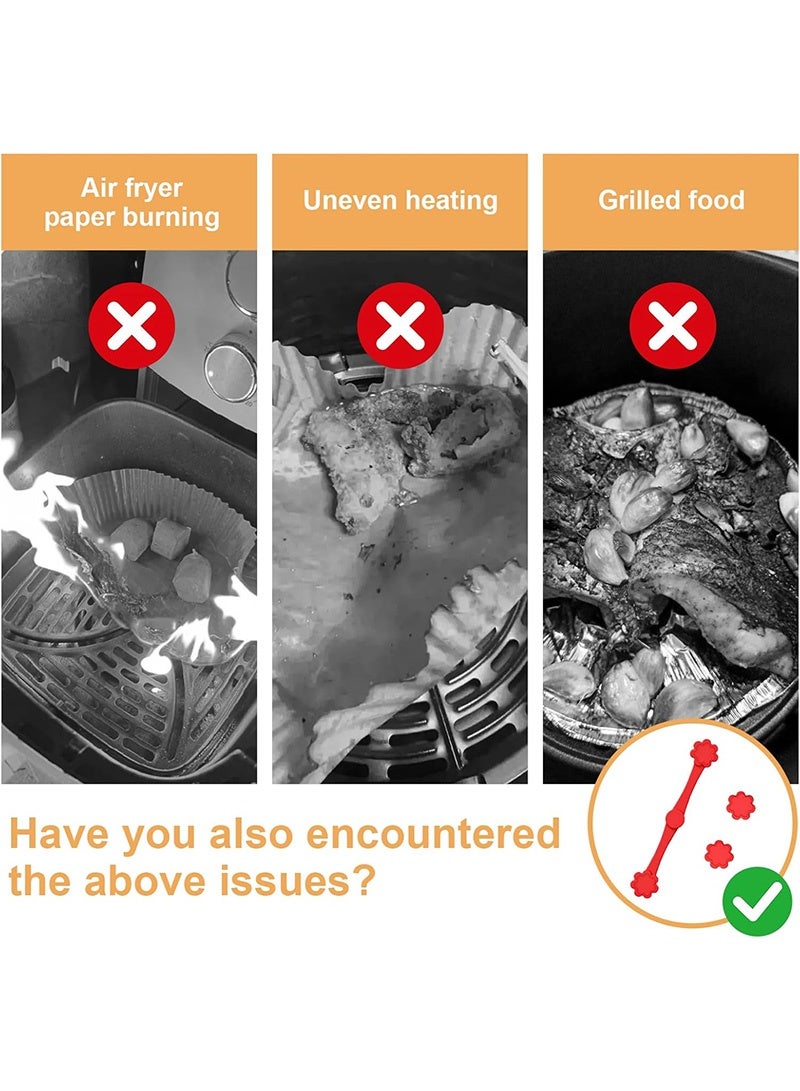 ايكانبو مغناطيسات للمقلاة الهوائية، مغناطيسات سيليكون لورق الخبز في المقلاة الهوائية، 8 مغناطيسات + 4 مشابك (4 مجموعات)، مشبك تثبيت لورق الخبز في المقلاة الهوائية، ملحقات مقاومة للحرارة، مقلاة هوائية، نقشة زهور - Image 4