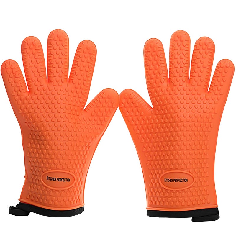 KITCHEN PERFECTION Silicone Smoker Oven Gloves -Extreme Heat Resistant BBQ Gloves -Handle Hot Food Right on Your Grill Fryer Pit|Waterproof Oven Mitts |Superior Value Set+3 Bonuses - Image 1