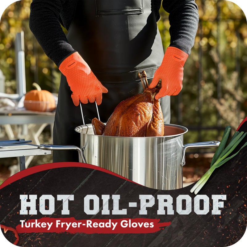 KITCHEN PERFECTION Silicone Smoker Oven Gloves -Extreme Heat Resistant BBQ Gloves -Handle Hot Food Right on Your Grill Fryer Pit|Waterproof Oven Mitts |Superior Value Set+3 Bonuses - Image 5