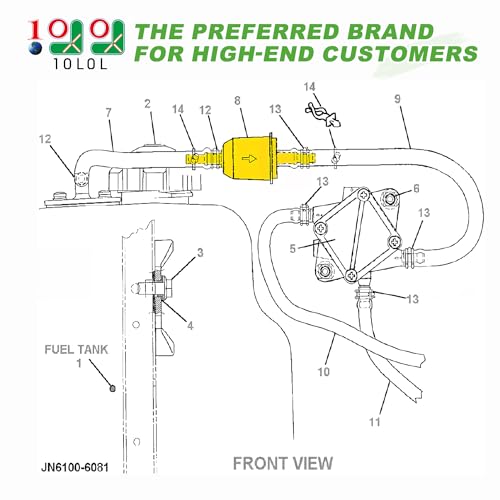 10L0L Fuel Filter with 1/4" and 5/16" Fuel Line for Gas Golf Cart Yamaha EZGO Club Car DS Precedent, OEM 72084G01, JN6-F4560-00, JN3-F4560-00 - Image 2
