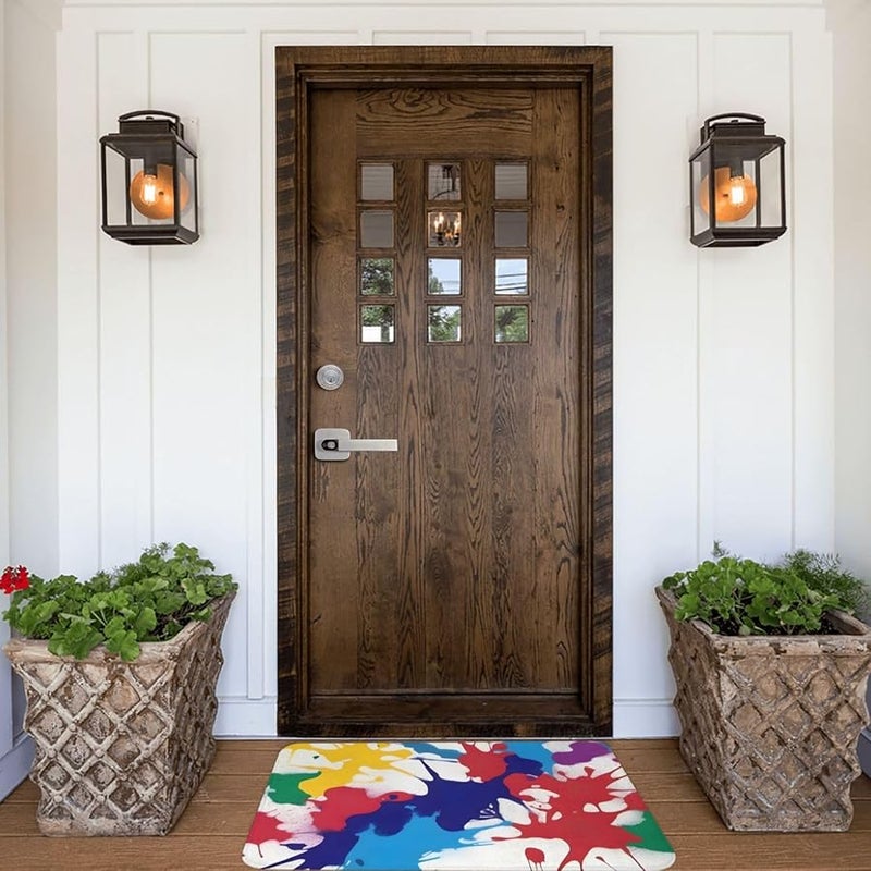 Abstract Paint Splat Doormat 16x24 Indoor Outdoor Non Slip Front Door Mat - Image 1