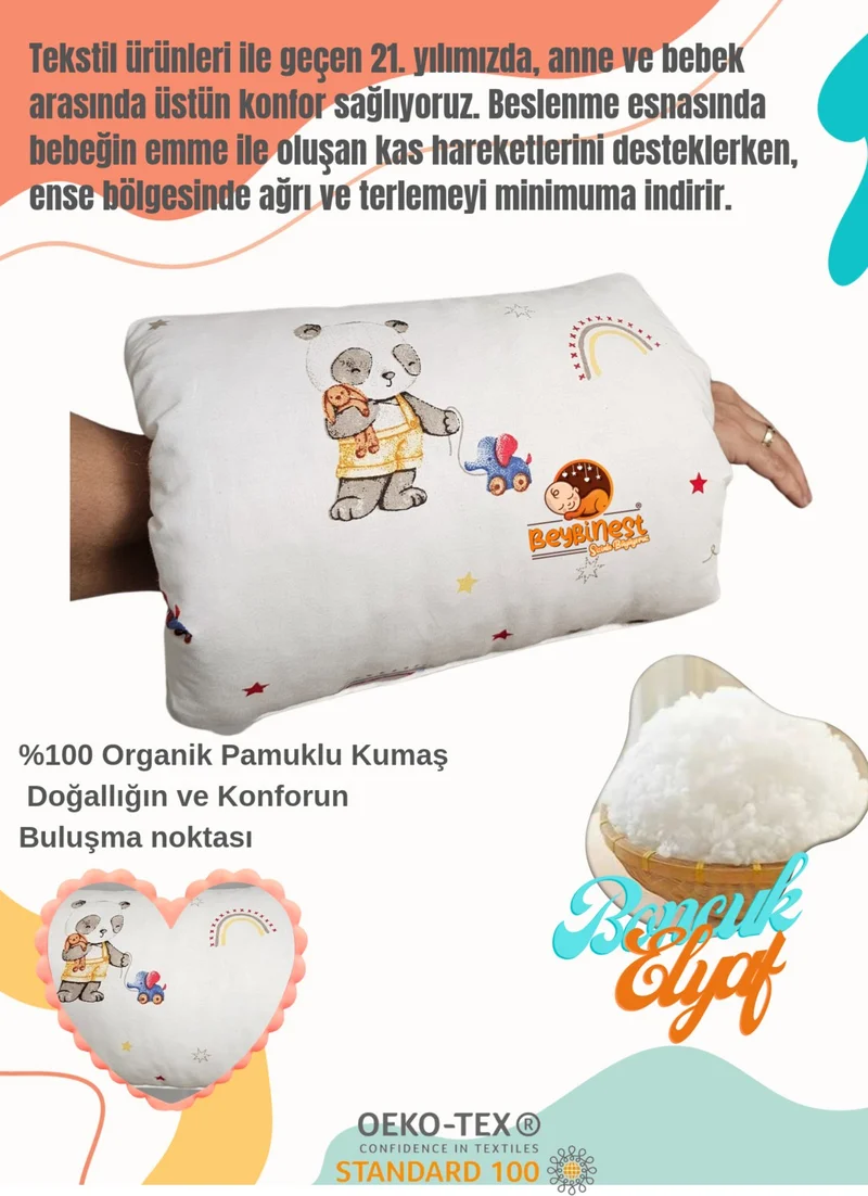 Beybinest Practical Breastfeeding Support Arm Pillow 100% Organic Cotton Orange Butterflies