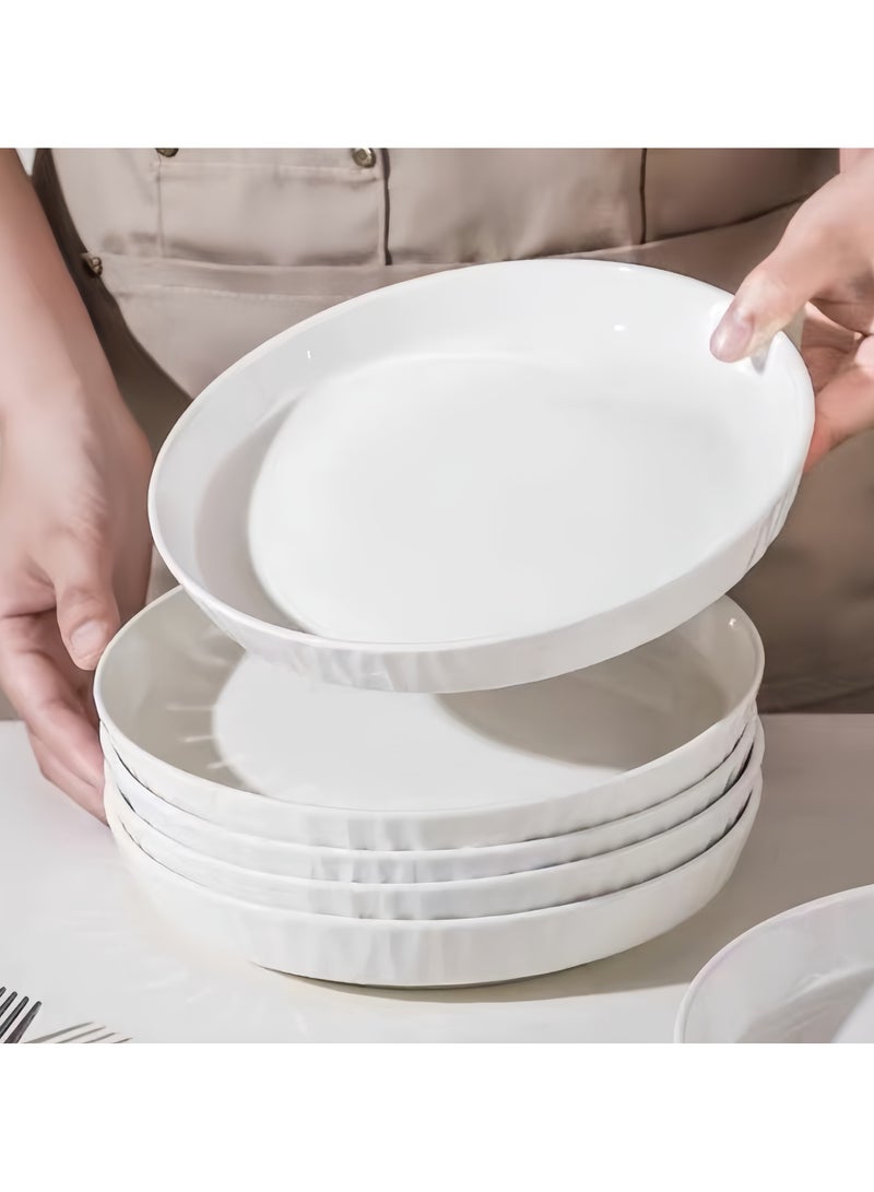 ريد ليف 4 قطع من أطباق السيراميك مقاس 8 بوصات، باللون الأبيض النقي الشمالي، آمنة للاستخدام في الميكروويف - Image 4