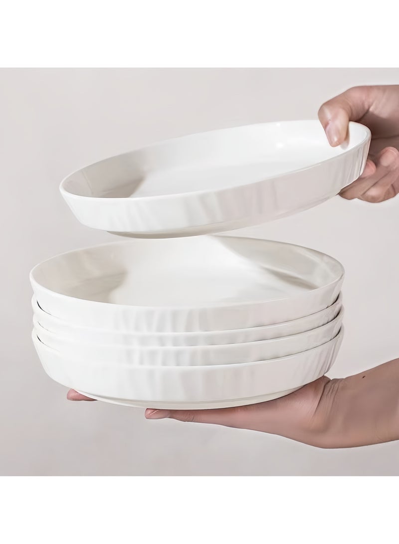 ريد ليف 4 قطع من أطباق السيراميك مقاس 8 بوصات، باللون الأبيض النقي الشمالي، آمنة للاستخدام في الميكروويف - Image 5