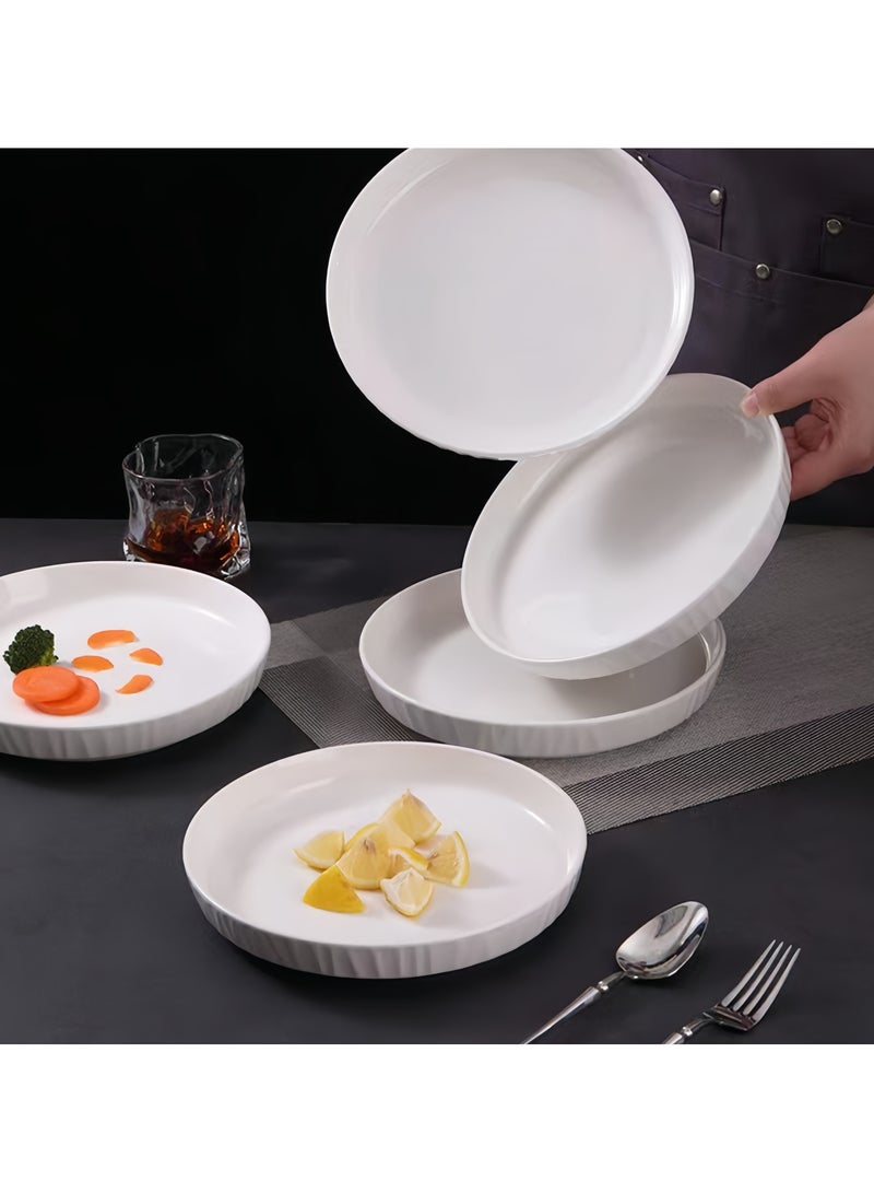 ريد ليف 4 قطع من أطباق السيراميك مقاس 8 بوصات، باللون الأبيض النقي الشمالي، آمنة للاستخدام في الميكروويف - Image 3