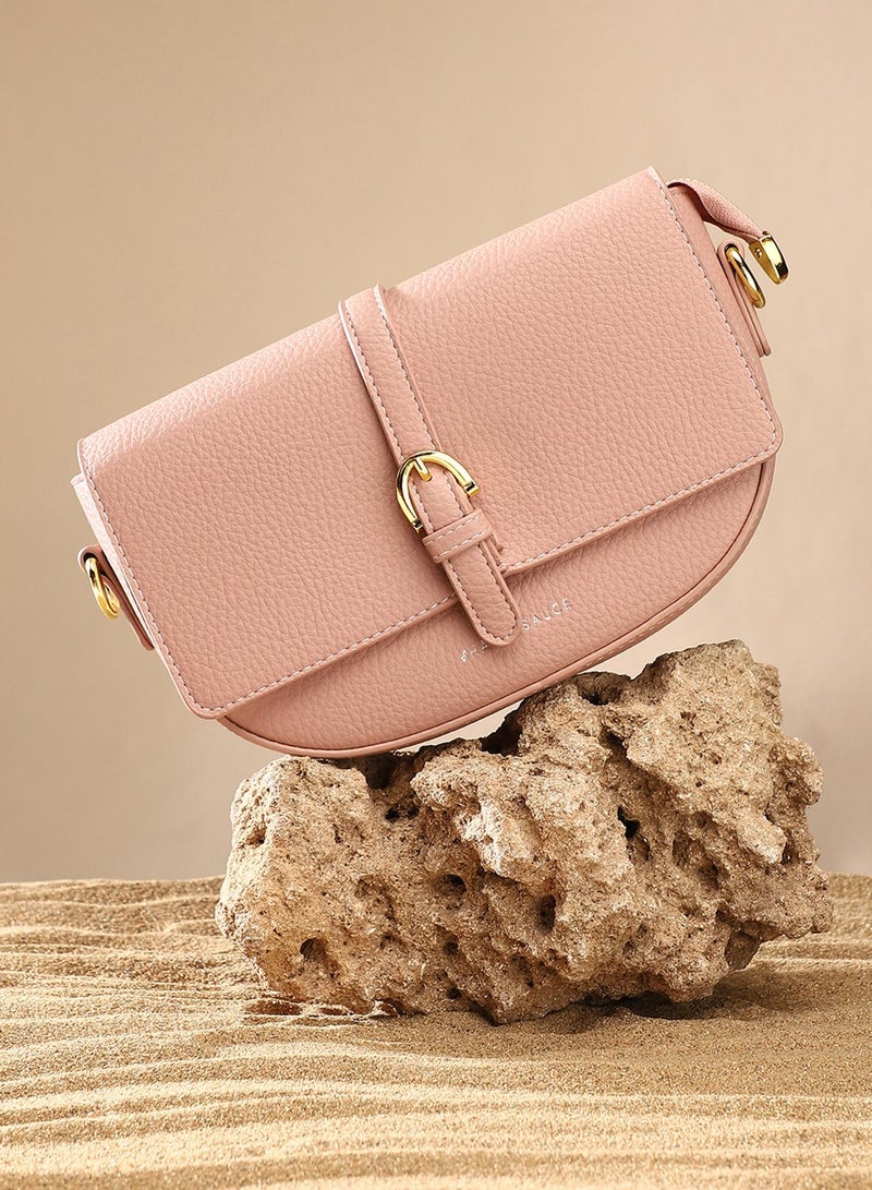 Haute Sauce The Tang-Buckle Shoulder Bag - Nude Pink - Image 1
