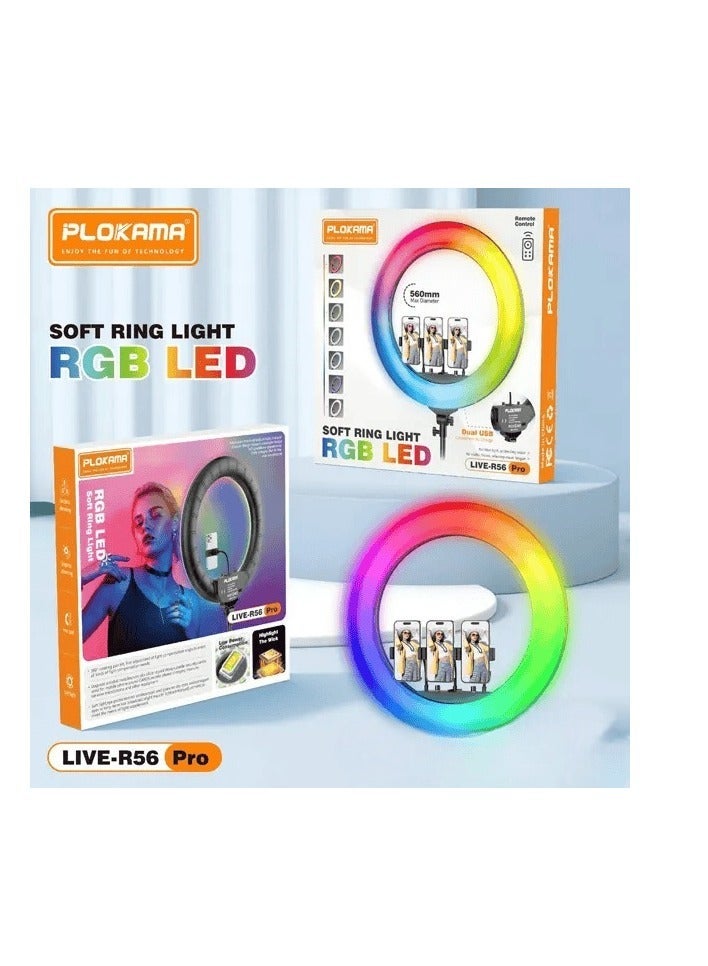 Plokama R56 Pro RGB Ring Light 22-Inch - Image 2