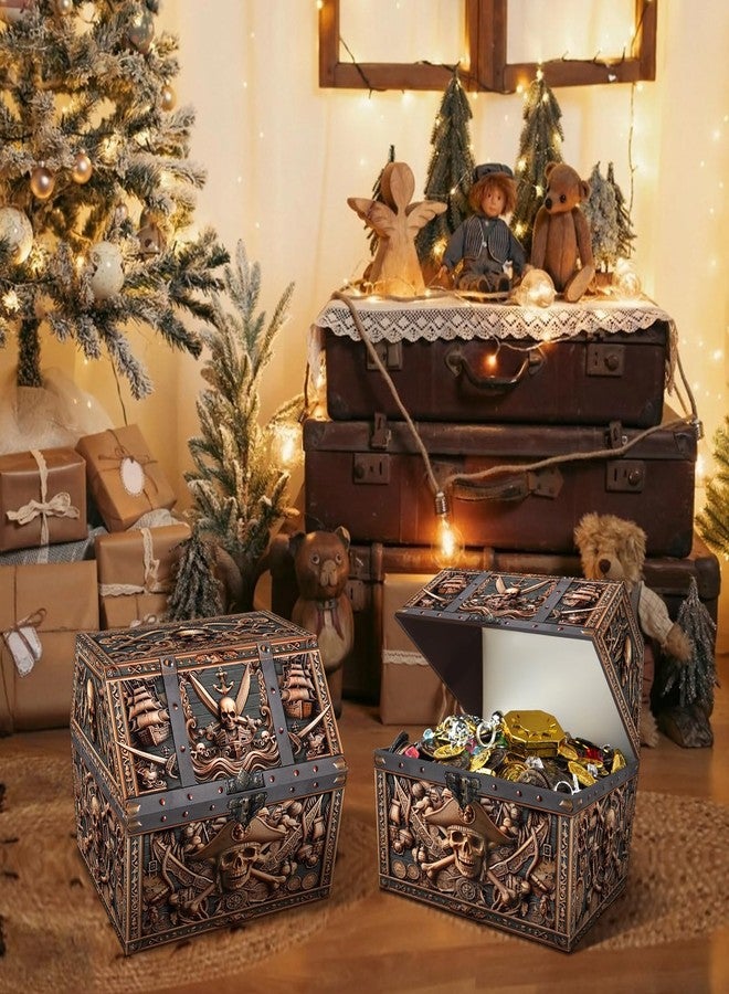 PETCEE Pirate Skull Treasure Box - 9x9.3x8 Pirate Treasure Chest Chirstmas Large Treasure Box for Classroom Rewards Pirate Chest Toys and Storage Perfect Classroom Treasure Box for Student - Image 3