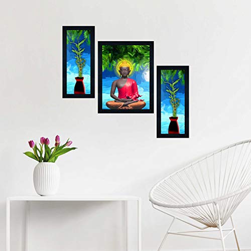 SAF paintings UV Textured ' Buddha ' Framed Painting 22.5 inch X 13.5 SANFSA1007 - Image 2