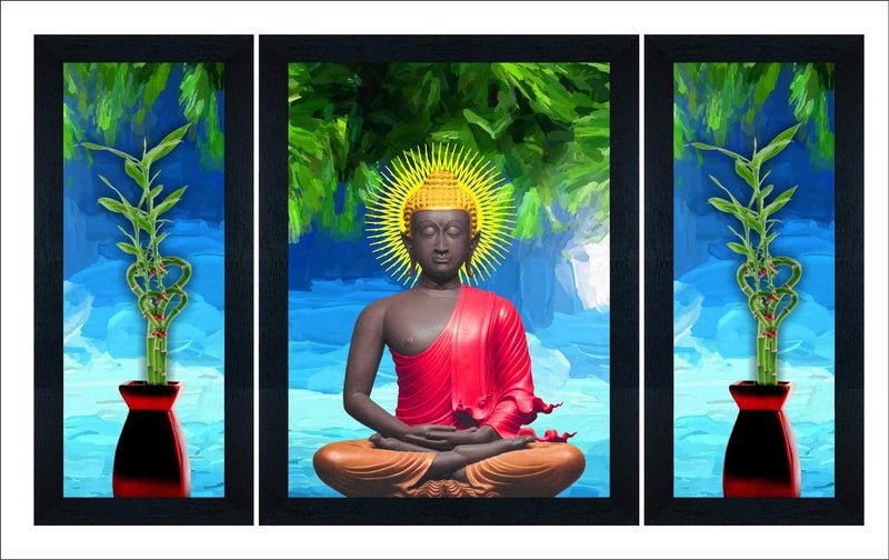 SAF paintings UV Textured ' Buddha ' Framed Painting 22.5 inch X 13.5 SANFSA1007 - Image 5