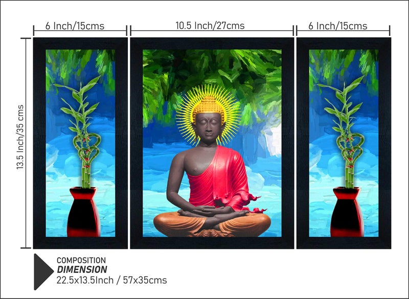 SAF paintings UV Textured ' Buddha ' Framed Painting 22.5 inch X 13.5 SANFSA1007 - Image 3
