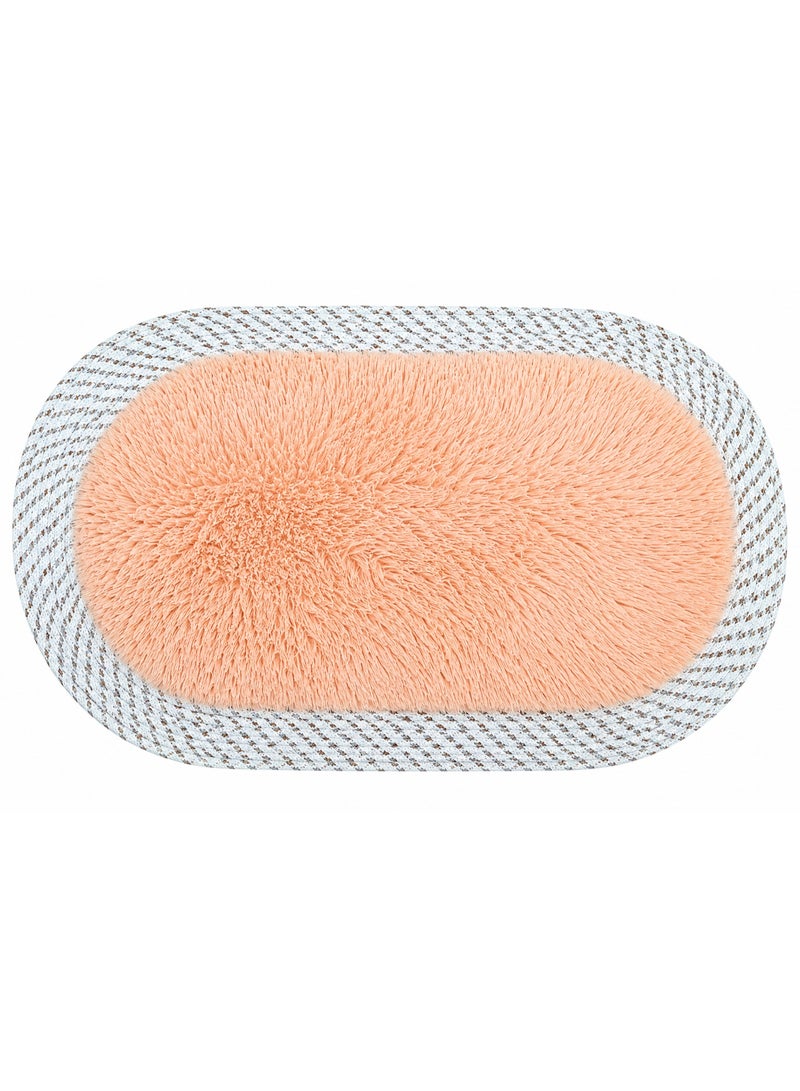 Lacoz Ultra Soft Shaggy Floor Mat with Non-Slip Backing, Washable Plush Rug for Bedroom, Living Room, Bathroom, Kitchen & Entryway Orange - Image 1