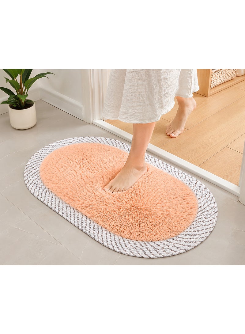 Lacoz Ultra Soft Shaggy Floor Mat with Non-Slip Backing, Washable Plush Rug for Bedroom, Living Room, Bathroom, Kitchen & Entryway Orange - Image 3
