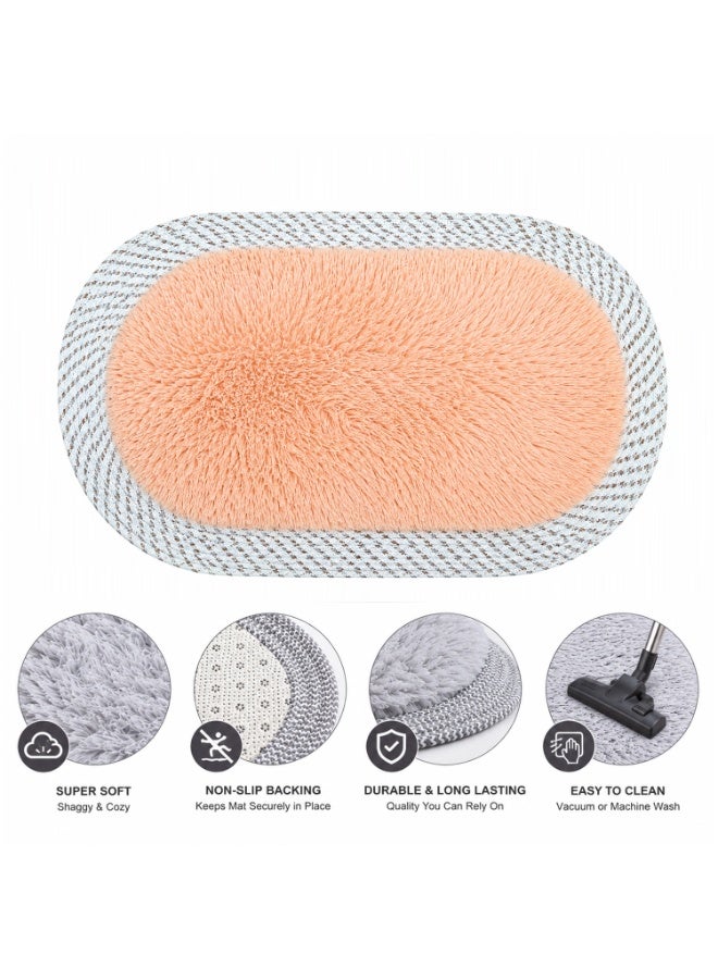 Lacoz Ultra Soft Shaggy Floor Mat with Non-Slip Backing, Washable Plush Rug for Bedroom, Living Room, Bathroom, Kitchen & Entryway Orange - Image 5