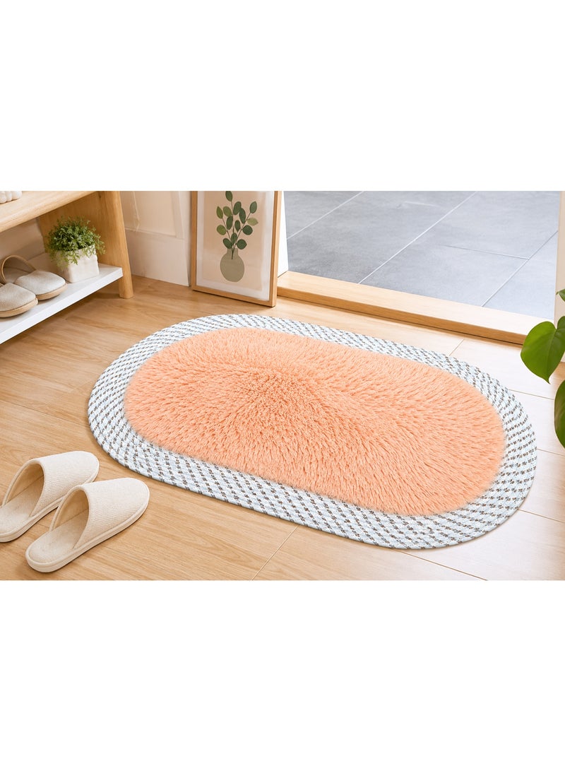 Lacoz Ultra Soft Shaggy Floor Mat with Non-Slip Backing, Washable Plush Rug for Bedroom, Living Room, Bathroom, Kitchen & Entryway Orange - Image 2