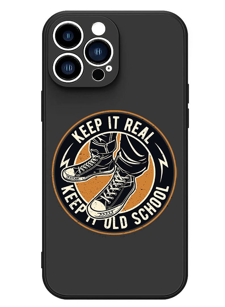 Theodor Protective Slim Fit Case Liquid Silicone Cover with Full Body Protection Anti-Scratch Shockproof Case For iPhone 15 Pro Black - Old school - Image 1