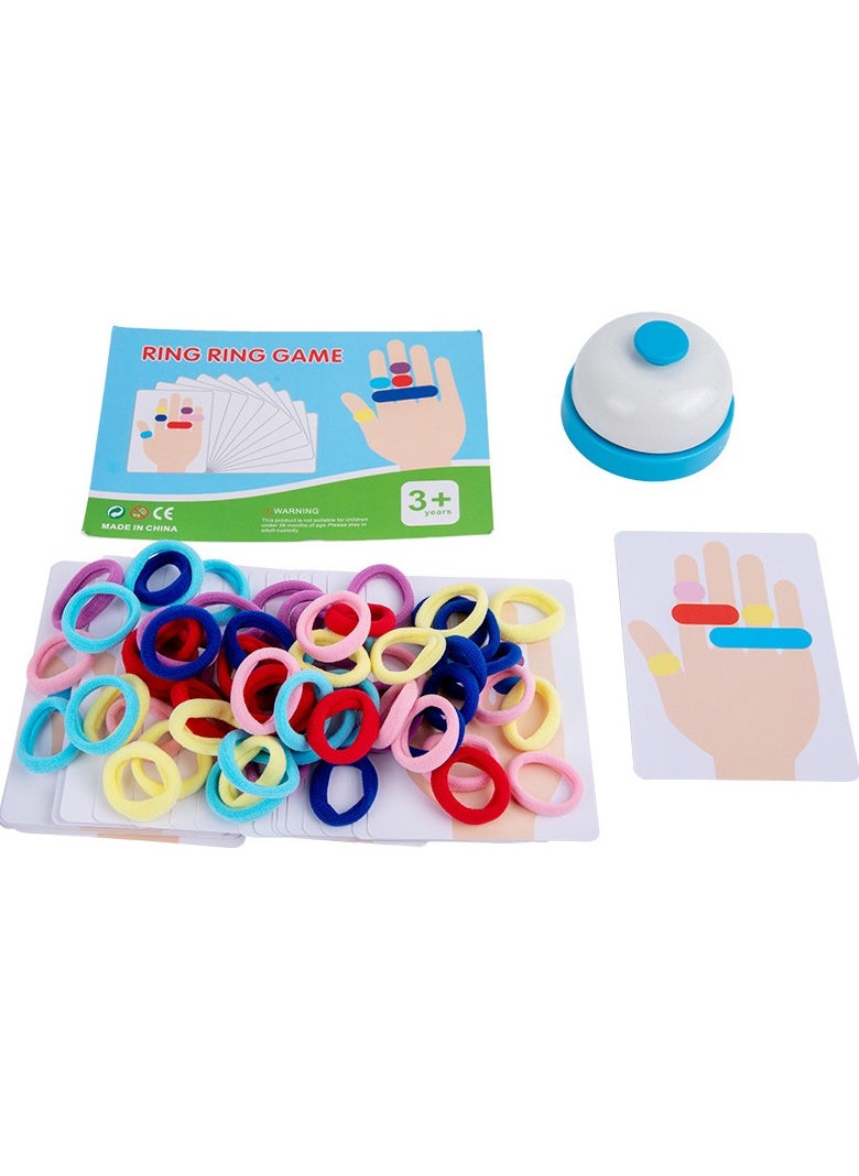 RedMapleTEK 1 Set Early Educational Thinking Training Puzzle Game for Teens, Ring Battle Game with Elastic Bands and Bell, Interactive Desktop Games, Color Recognition Cards  - Image 1