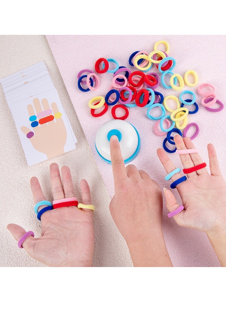 RedMapleTEK 1 Set Early Educational Thinking Training Puzzle Game for Teens, Ring Battle Game with Elastic Bands and Bell, Interactive Desktop Games, Color Recognition Cards  - Image 3
