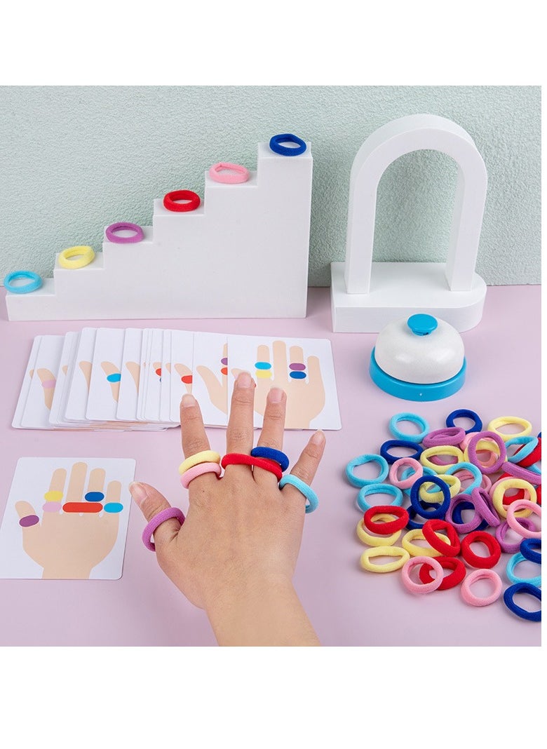 RedMapleTEK 1 Set Early Educational Thinking Training Puzzle Game for Teens, Ring Battle Game with Elastic Bands and Bell, Interactive Desktop Games, Color Recognition Cards  - Image 4